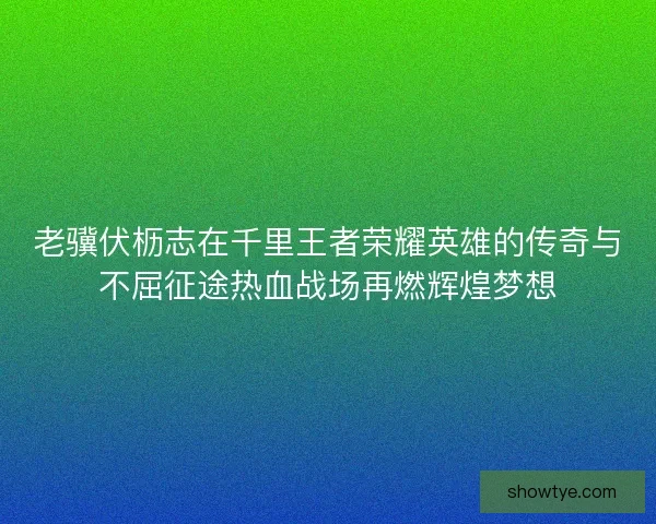 老骥伏枥志在千里王者荣耀英雄的传奇与不屈征途热血战场再燃辉煌梦想