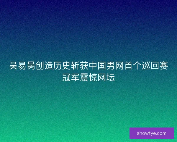 吴易昺创造历史斩获中国男网首个巡回赛冠军震惊网坛